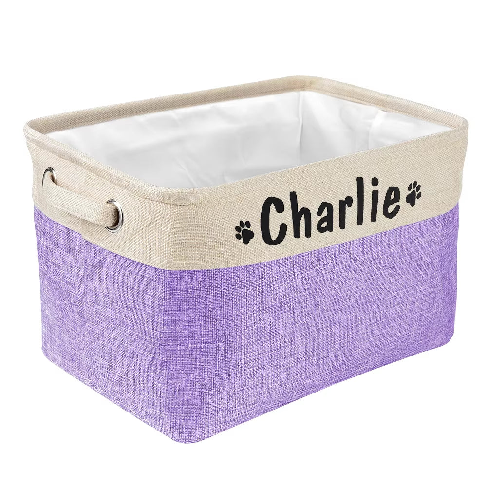Custom Dog Toys Storage Bins Canvas Collapsible Dog Accessories Storage