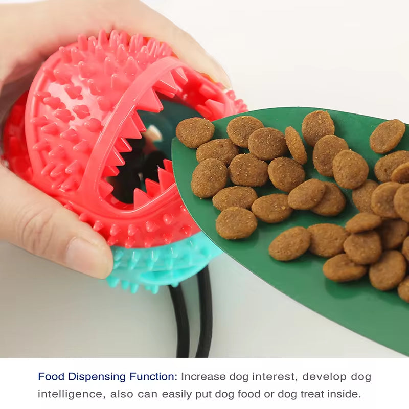 Large Dog Ball Toys Suction Cup Ropes Interactive Leaking Slow Feeder Chew