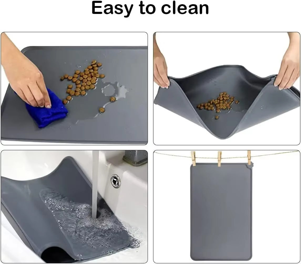 Cat Dog Food Mat for Pet Feeding Bowl Floors Waterproof Non Slip