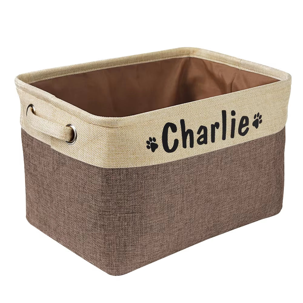 Custom Dog Toys Storage Bins Canvas Collapsible Dog Accessories Storage
