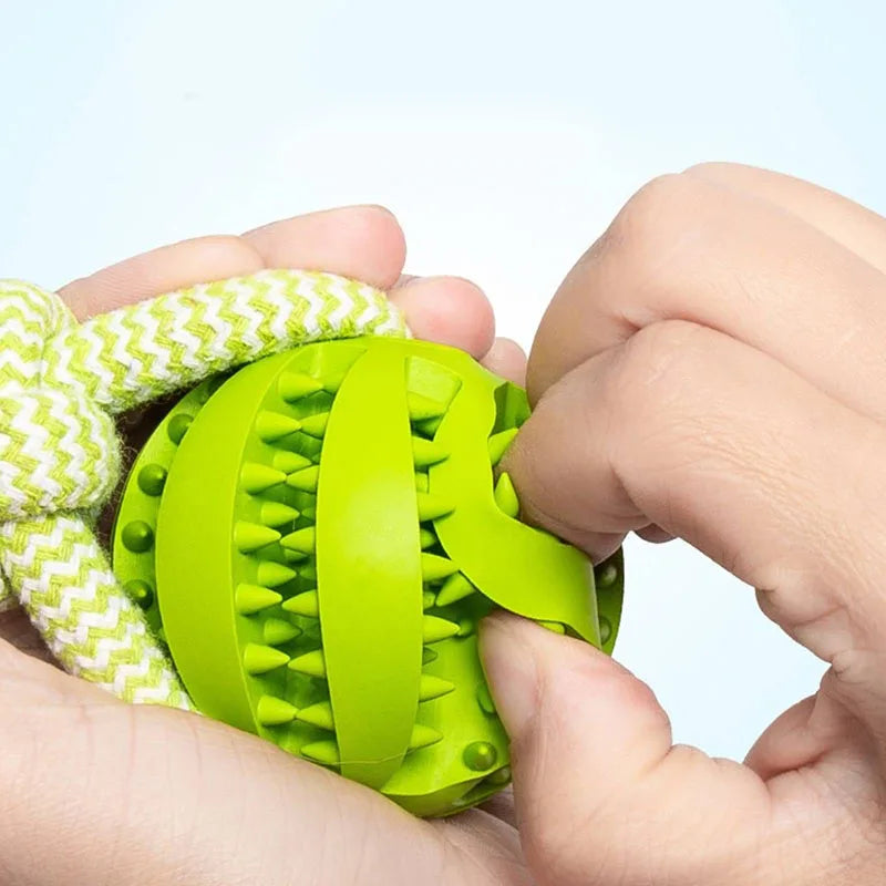 Balls Interactive Treat Rope Rubber Leaking Balls Chewing Bite Resistant Pet Tooth Cleaning
