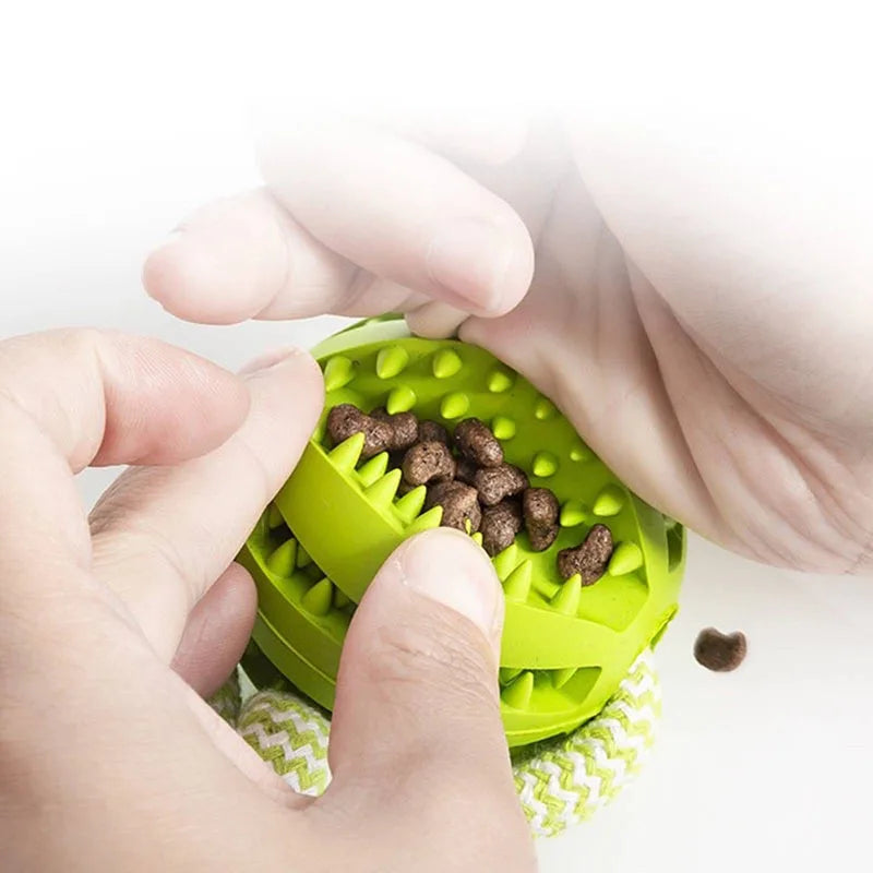 Balls Interactive Treat Rope Rubber Leaking Balls Chewing Bite Resistant Pet Tooth Cleaning