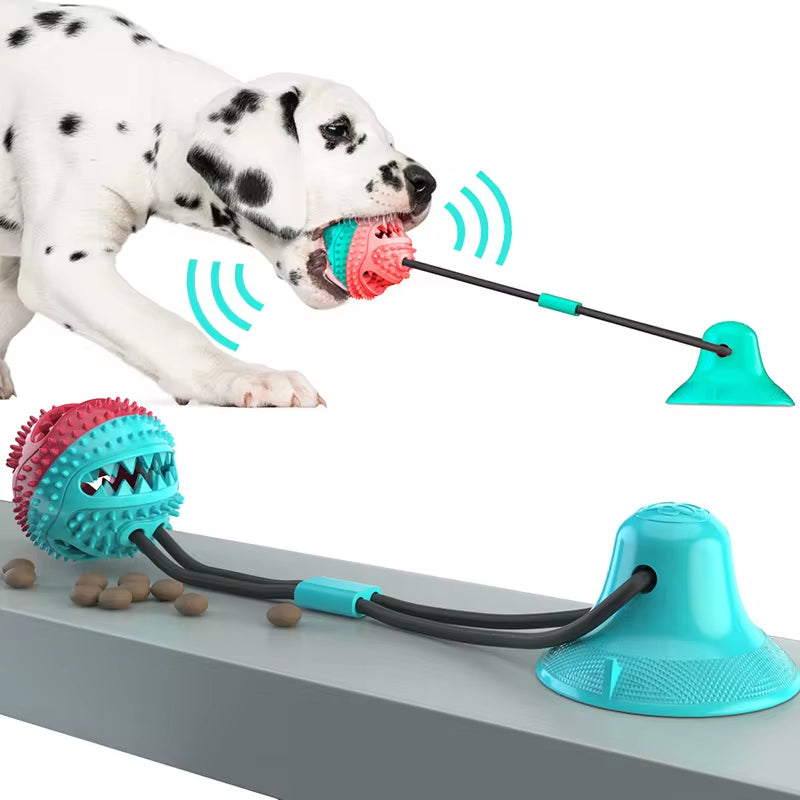 Large Dog Ball Toys Suction Cup Ropes Interactive Leaking Slow Feeder Chew