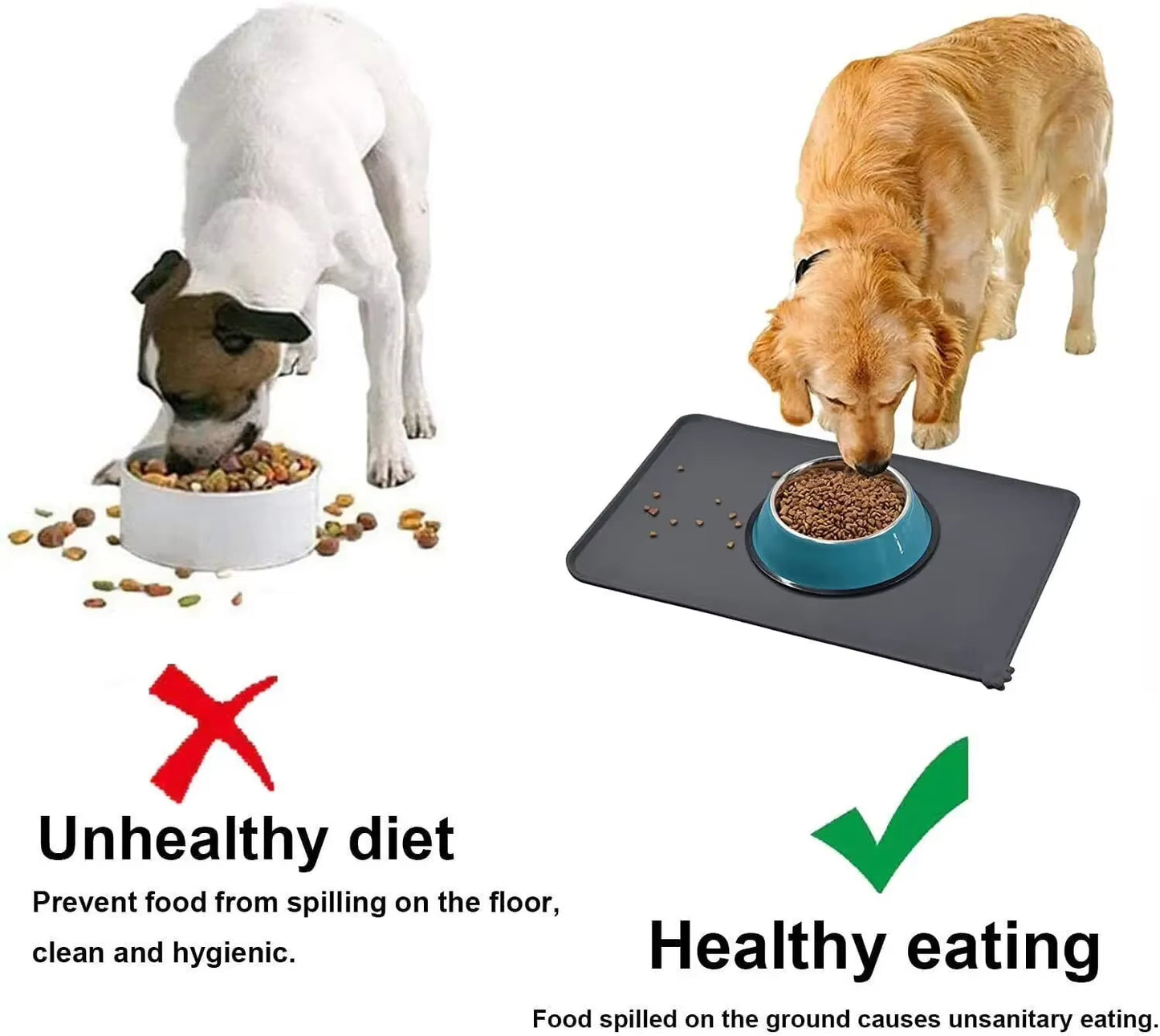 Cat Dog Food Mat for Pet Feeding Bowl Floors Waterproof Non Slip