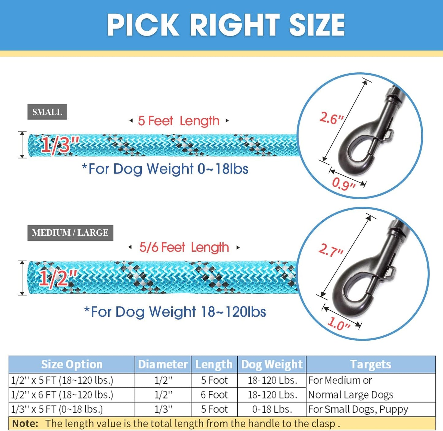 2 Packs 5/6 FT Dog Leash with Comfortable Padded Handle