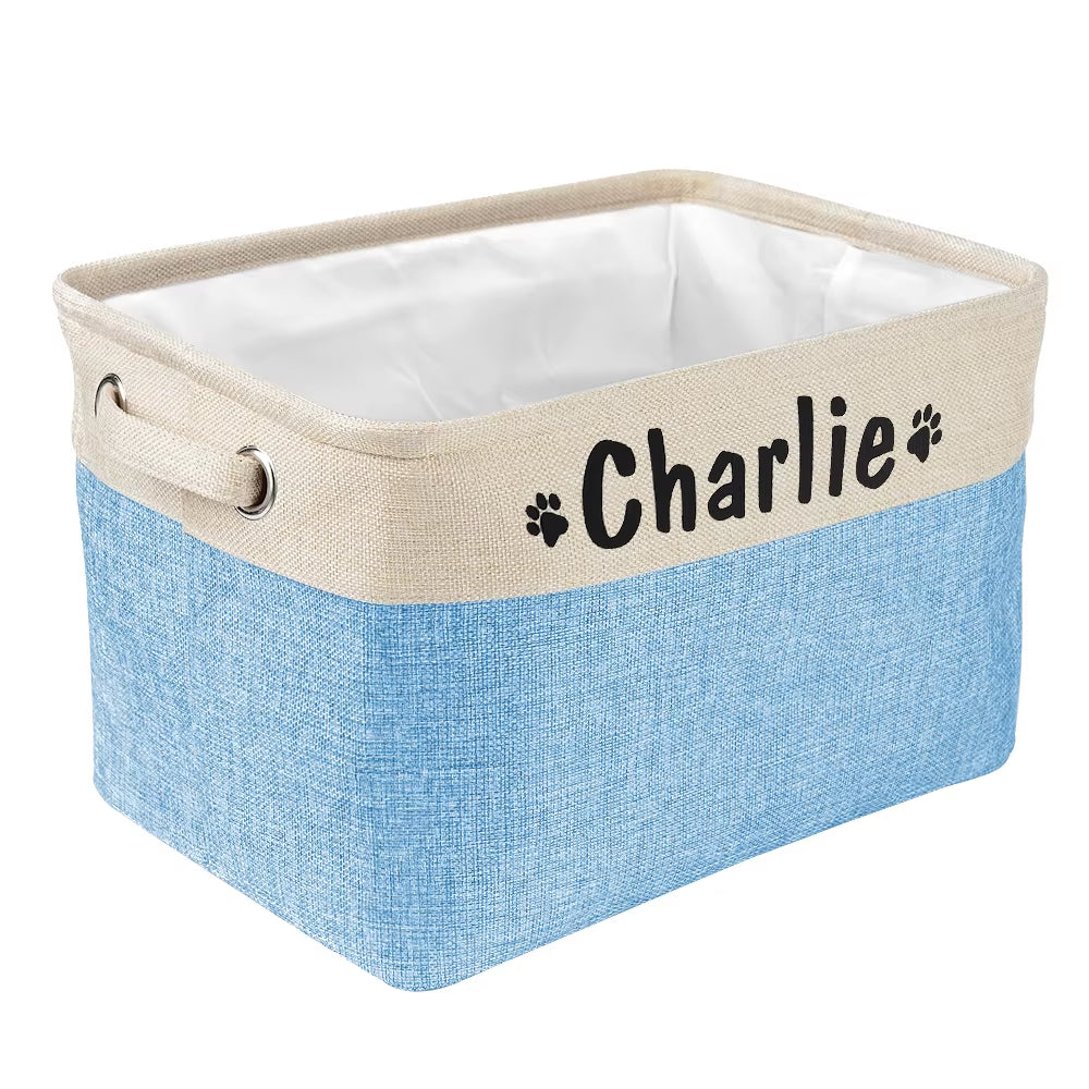 Custom Dog Toys Storage Bins Canvas Collapsible Dog Accessories Storage 