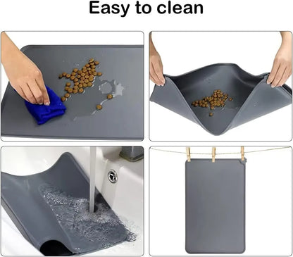 Cat Dog Food Mat for Pet Feeding Bowl Floors Waterproof Non Slip