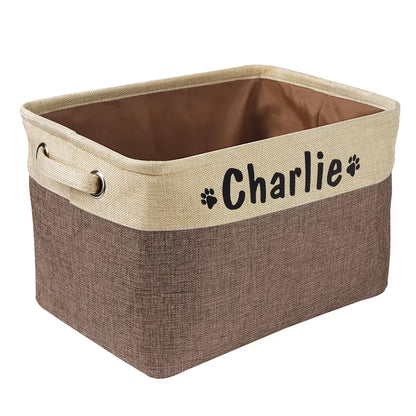 Custom Dog Toys Storage Bins Canvas Collapsible Dog Accessories Storage 