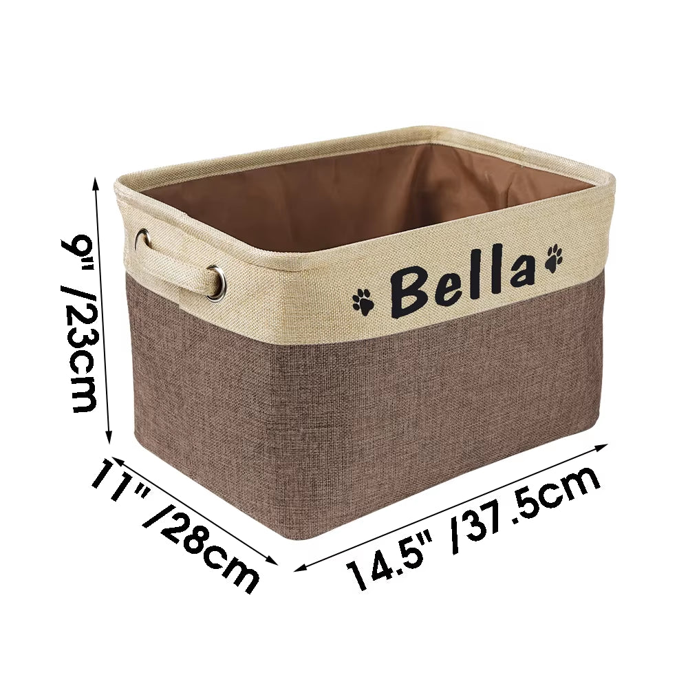 Custom Dog Toys Storage Bins Canvas Collapsible Dog Accessories Storage 