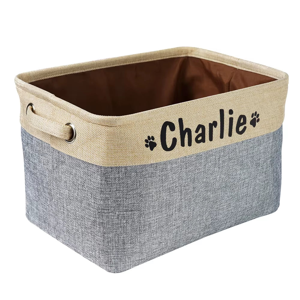 Custom Dog Toys Storage Bins Canvas Collapsible Dog Accessories Storage 