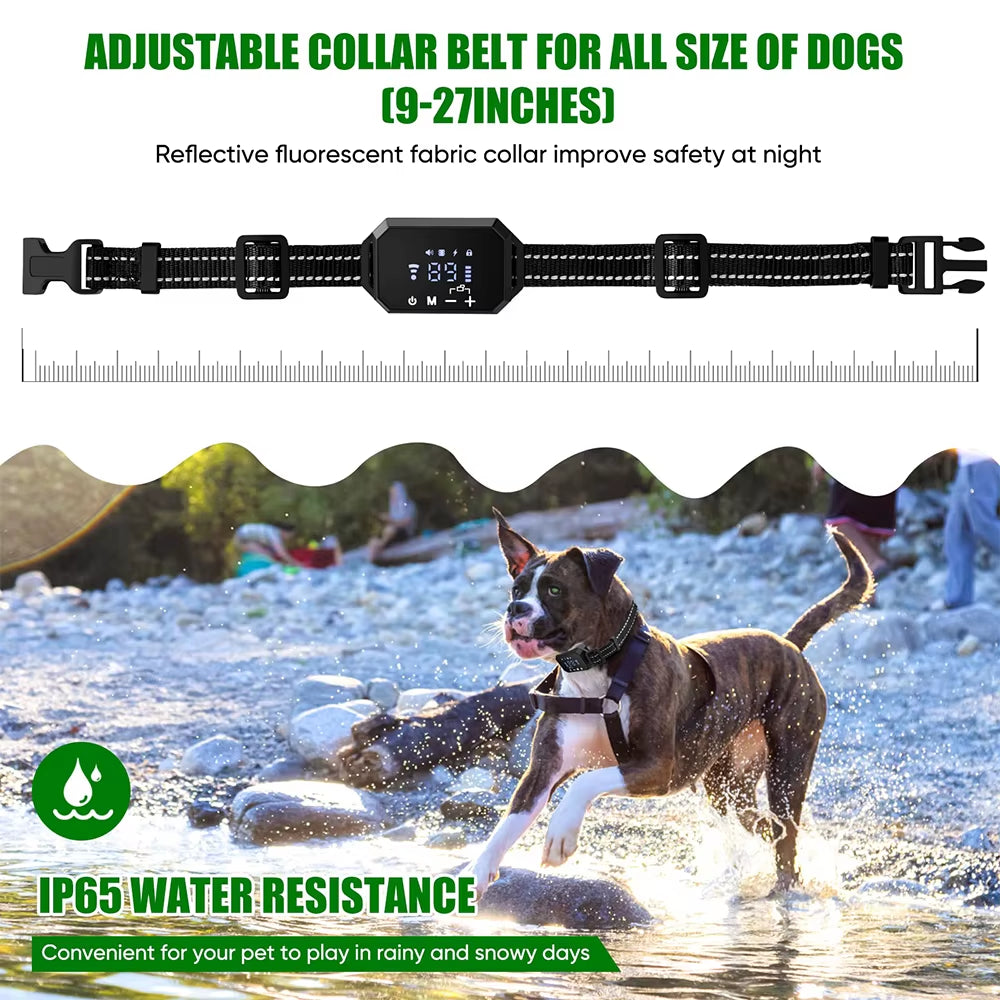 GPS Wireless Dog Fence, Electric Shock Vibrate , Range 100-3300 Ft, Adjustable Warning Strength, Rechargeable, Pet Containme