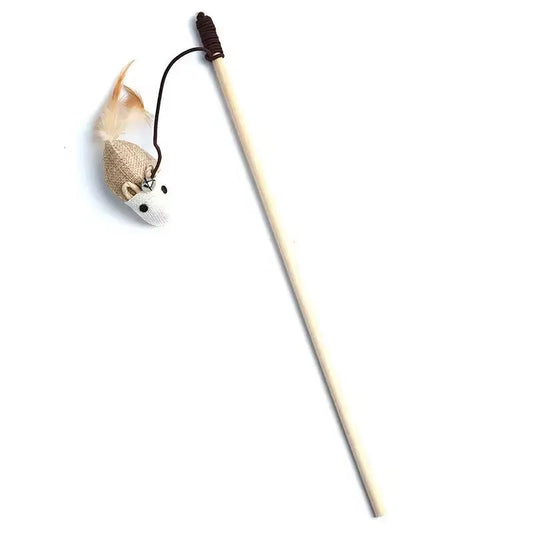 Teaser Feather Toys Kitten Funny Colorful Rod Cat Wand Toys Wood 