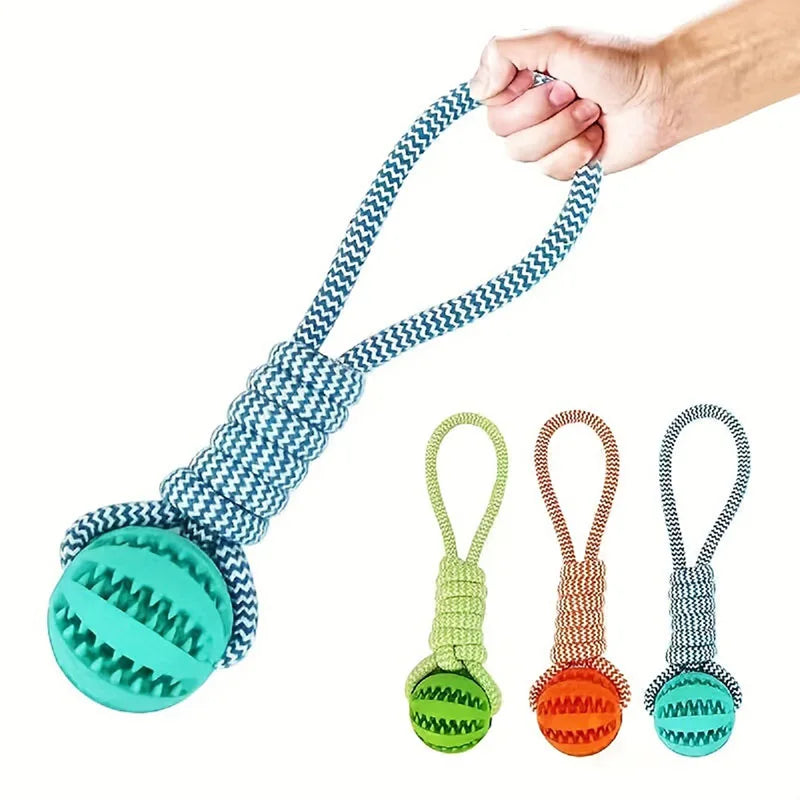  Balls Interactive Treat Rope Rubber Leaking Balls  Chewing Bite Resistant Pet Tooth Cleaning