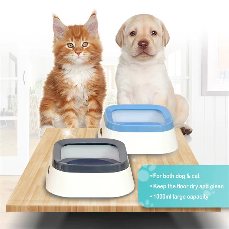 Non-Spill Floating Dog and Cat Water Bowl - Anti-Overfill Plastic Dispenser