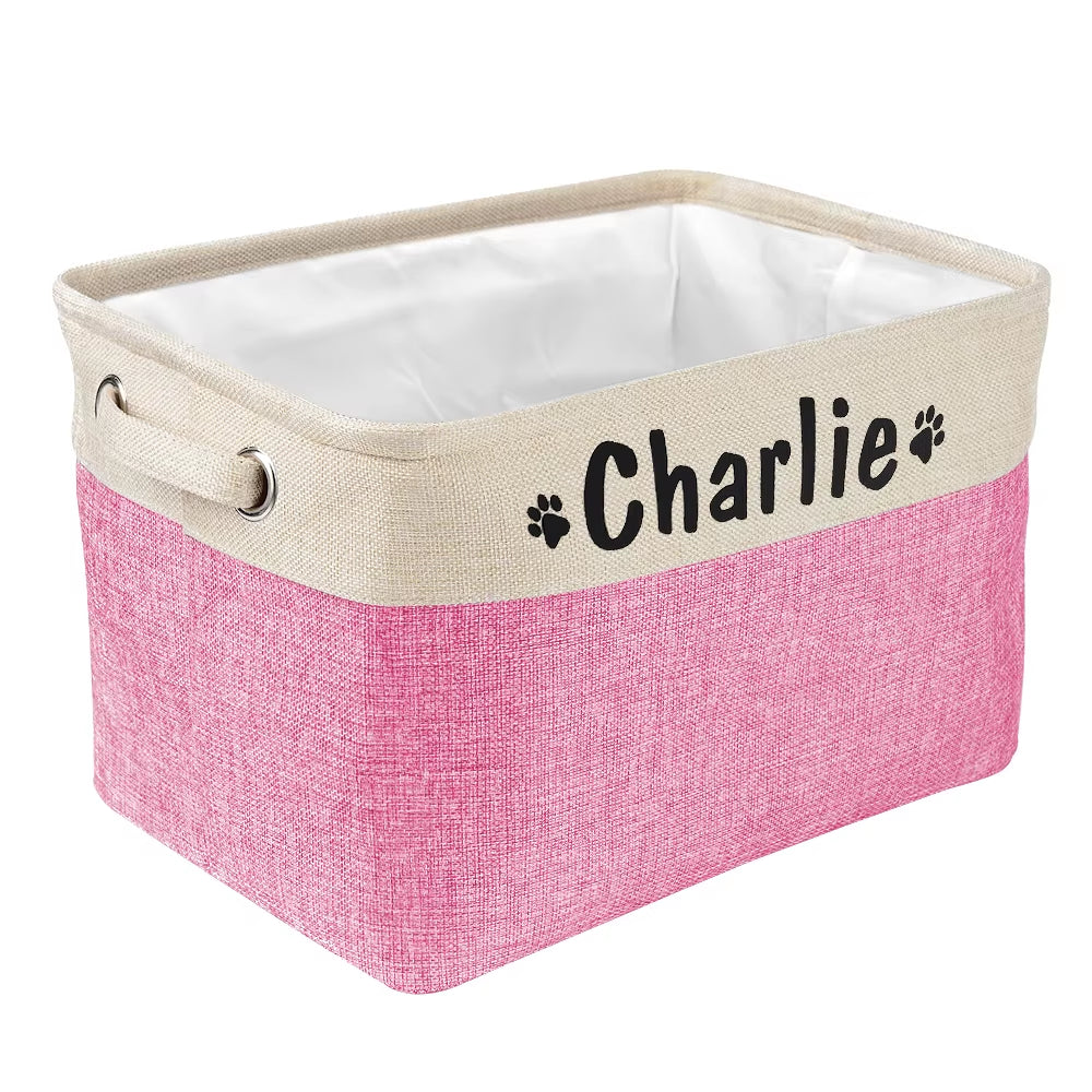 Custom Dog Toys Storage Bins Canvas Collapsible Dog Accessories Storage 