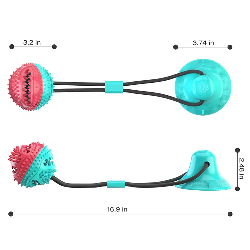 Large Dog Ball Toys Suction Cup Ropes Interactive Leaking Slow Feeder Chew 