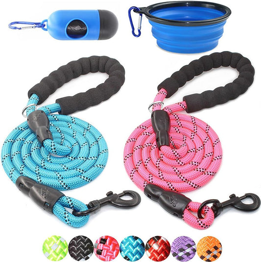 2 Packs 5/6 FT Dog Leash with Comfortable Padded Handle 