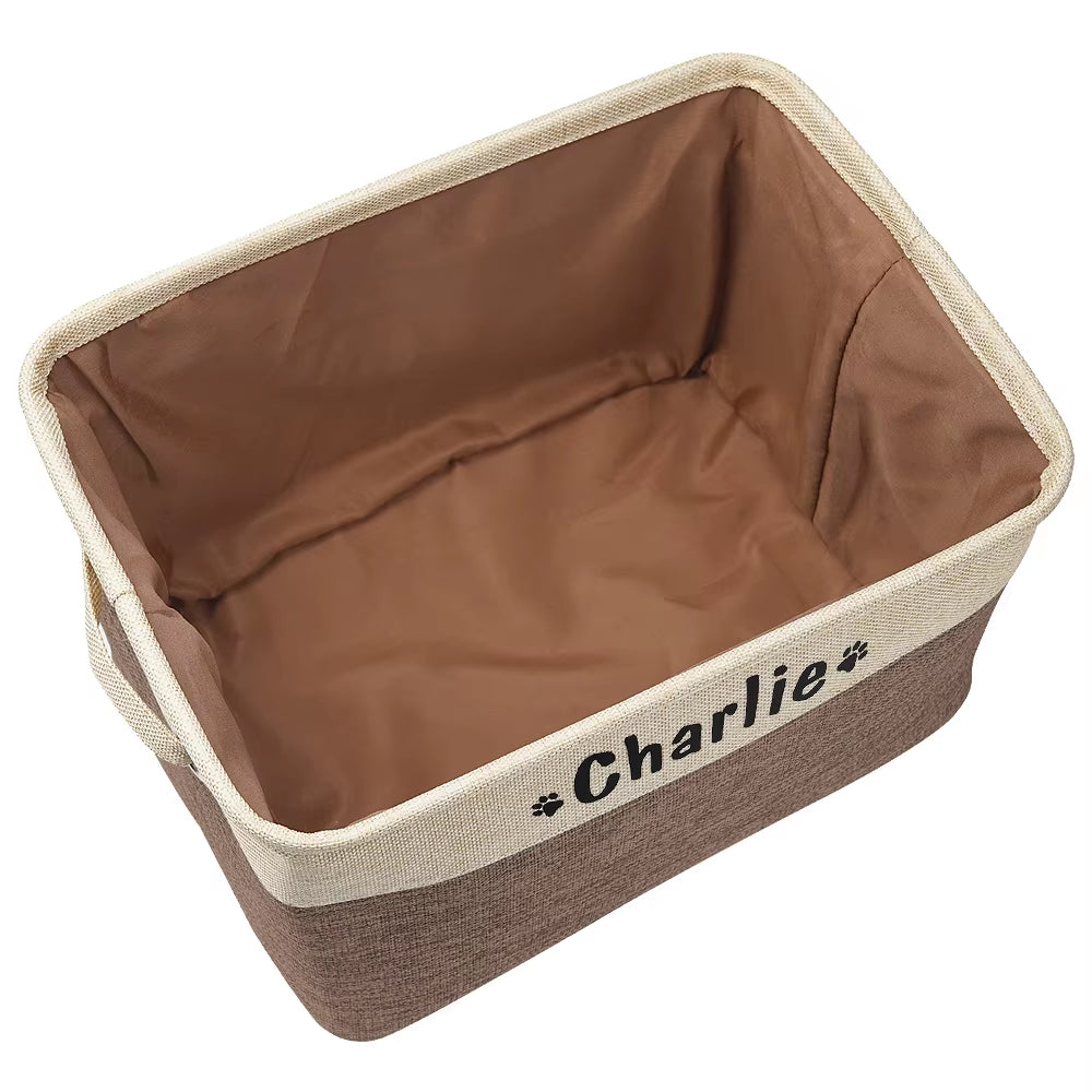 Custom Dog Toys Storage Bins Canvas Collapsible Dog Accessories Storage 